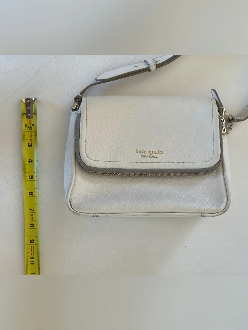 Kate Spade New York White Pebbled Leather Crossbody Shoulder Bag